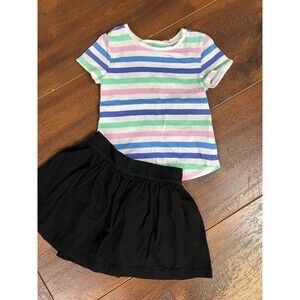 Old Navy Toddler Girls 18/24 Months Striped Tee and Black Skort Size 2T!